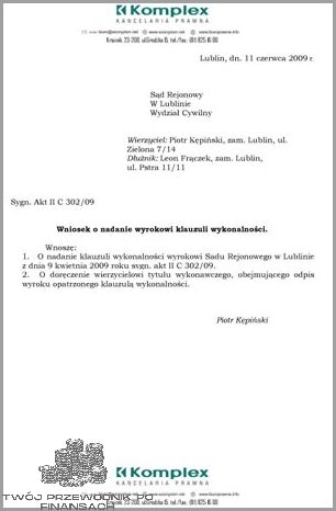 Szybka Decyzja O Nadaniu Klauzuli Wykonalności Wniosek!