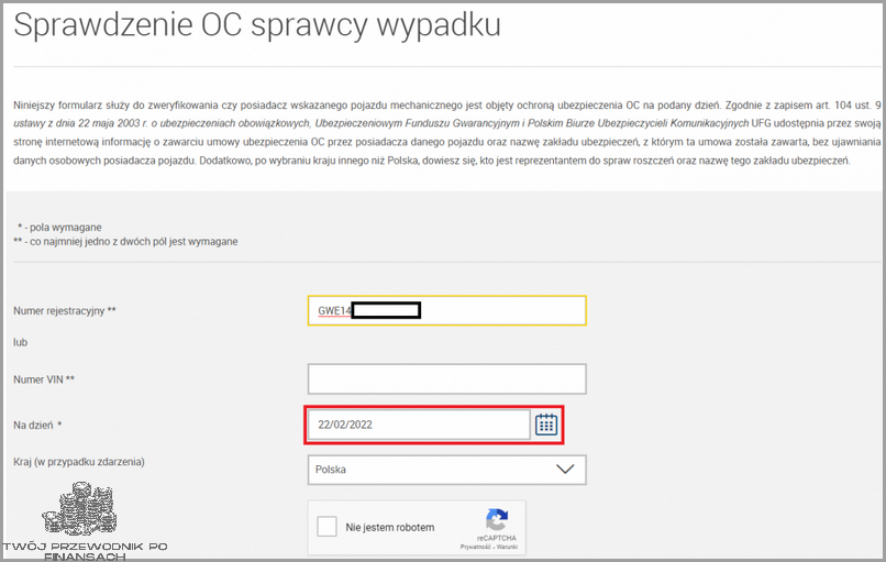 Sprawdź OC dla pojazdu na UFG.PL!