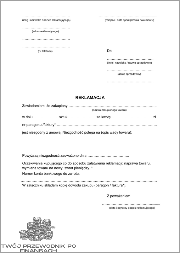 Otrzymaj Wzór Formularza Zwrotu Towaru!